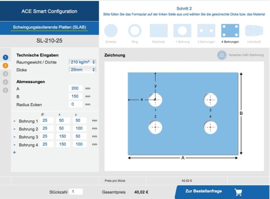 SLAB-Konfigurator schwingungsisolierende Platten