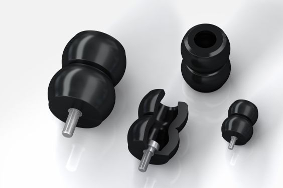 In der Bauform TC-S weisen die TUBUS Sicherheitsd&auml;mpfer das einmalige Dual-Konzept auf: Damit wird die f&uuml;r Krananlagen geforderte Federrate mit hoher R&uuml;ckstellkraft erreicht