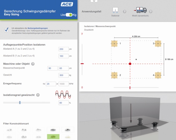 Unter m2pim-de.x9k.de/de/berechnungen/schwingungsdaempfung.html k&ouml;nnen Nutzer mehr als 2/3 aller typischen Auslegungsf&auml;lle in k&uuml;rzester Zeit selbstst&auml;ndig berechnen und sich daf&uuml;r die ideal passende Maschinenlagerung anzeigen lassen
